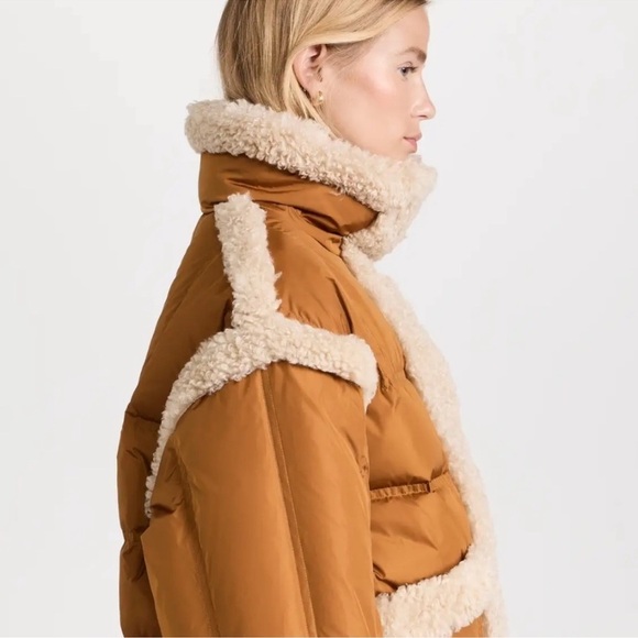 STAND STUDIO Dorothy Coat Down Jacket Caramel/Natural White Size 44 USA 12 - Picture 6 of 16